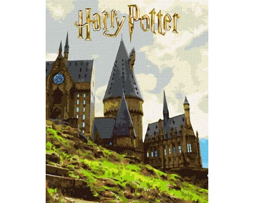 Картина за номерами Harry Potter: Пейзаж Гоґвортсу з фарбами металік Warner Bros. 40х50 Ідейка (KHO5232)