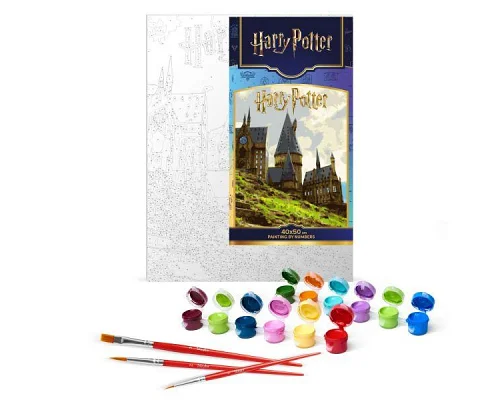 Картина за номерами Harry Potter: Пейзаж Гоґвортсу з фарбами металік Warner Bros. 40х50 Ідейка (KHO5232)