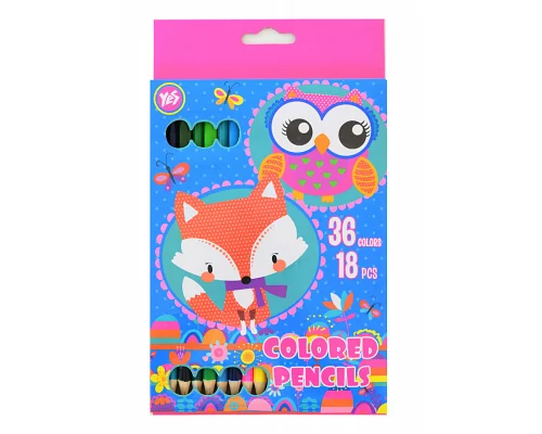 Олівці кольорові YES 18 шт 36 кол Charming animals (290486)