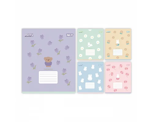 Тетрадь школьная Yes Miffy Flowers А5 12 листов клетка (768708)