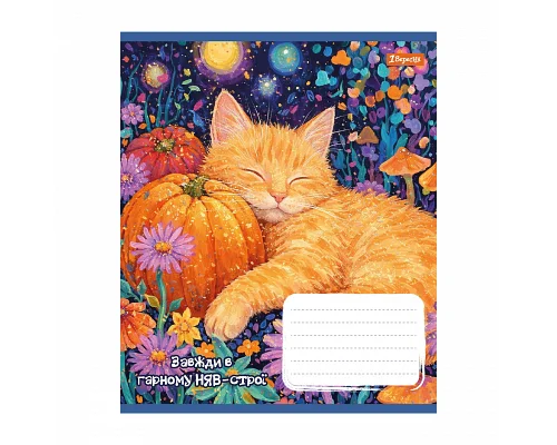 Зошит шкільний 1Вересня Sunny cat А5 12 аркушів клітинка (768768)