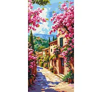 Картина по номерам Пейзаж Цветущая улочка Тосканы 40x80 см Оригами (LW5135)