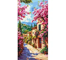 Картина за номерами Пейзаж Квітуча вуличка Тоскани 40x80 см Оригамі (LW5135)