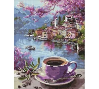 Алмазна мозаїка Кава у фіолетових тонах art_selena_ua 40х50 Ідейка (AMO20286)