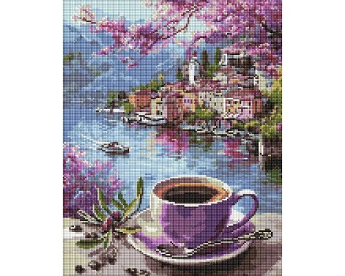 Алмазная мозаика Кофе в фиолетовых тонах art_selena_ua 40х50 Идейка (AMO20286)
