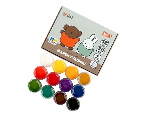 Фарби гуашеві Miffy 12 кольорів 20 мл YES (230446)