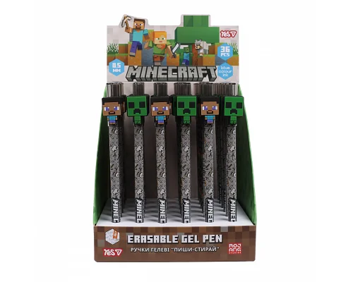 Ручка гелева Yes пиши-стирай Minecraft 0,5 мм синя (420482)