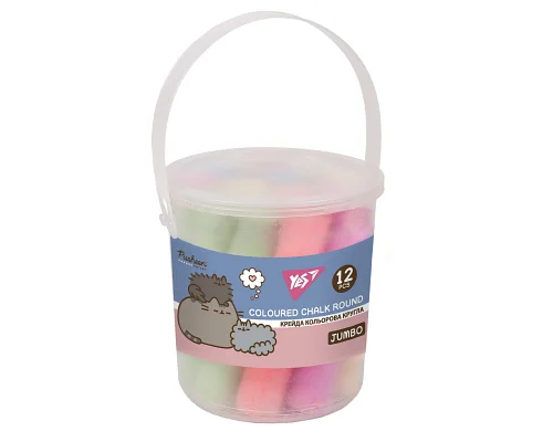 Крейда кольорова Yes Pusheen JUMBO 12 штук у відрі (400550)