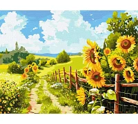 Картина по номерам Тропинка среди подсолнухов art_selena_ua 30х40 Идейка (KHO6442)