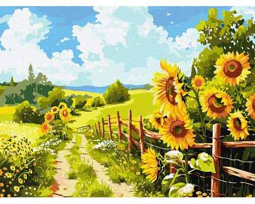 Картина по номерам Тропинка среди подсолнухов art_selena_ua 30х40 Идейка (KHO6442)