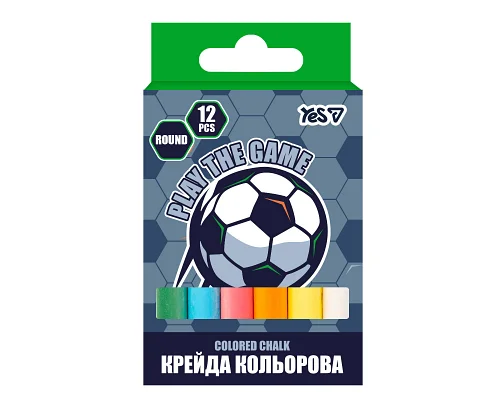 Мел кольоровий Yes Football 12 шт., круглий (400563)