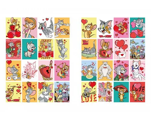 Книжка-розмальовка зі стікерами Tom and Jerry: День Святого Валентина Warner Bros. 21x29 Ідейка (LCB38)