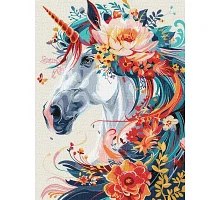 Картина за номерами Квітковий єдиноріг art_selena_ua 30х40 Ідейка (KHO6890)