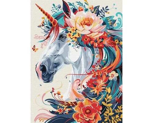 Картина за номерами Квітковий єдиноріг art_selena_ua 30х40 Ідейка (KHO6890)