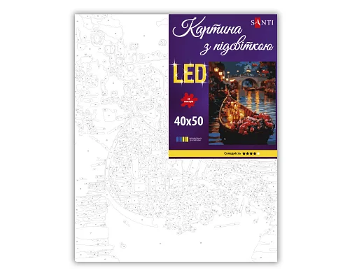 Картина по номерам SANTI Розы в лодке 40х50 см LED подсветка (956661)