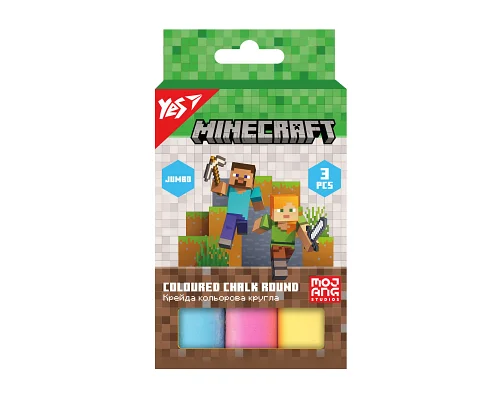 Крейда кольорова Yes Minecraft JUMBO 3 штуки (400552)