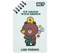 Блокнот Yes Line Friends Go Green 95x145 60 листов линия (152225)