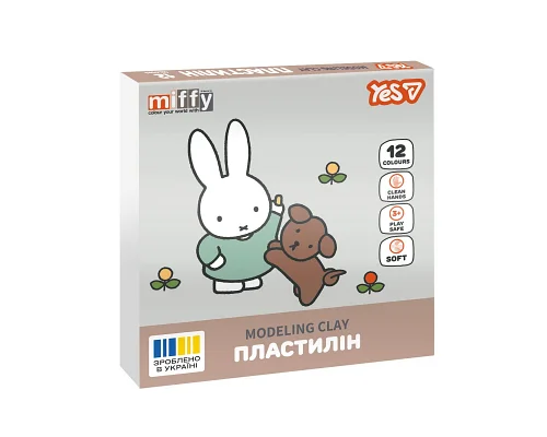 Пластилін Yes Miffy 12 кольорів 240 г (540719)