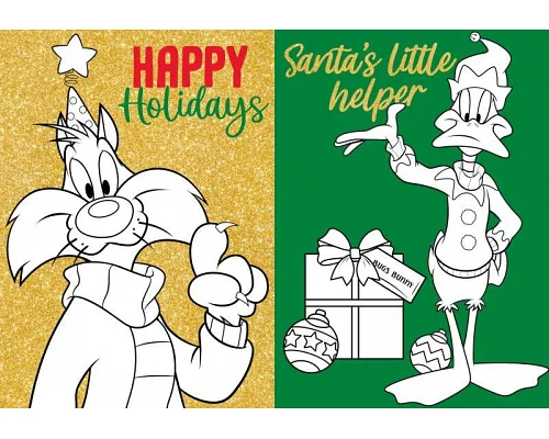 Книжка-розмальовка зі стікерами Looney Tunes: Щасливого Різдва! Warner Bros. 21x29 Ідейка (LCB37)