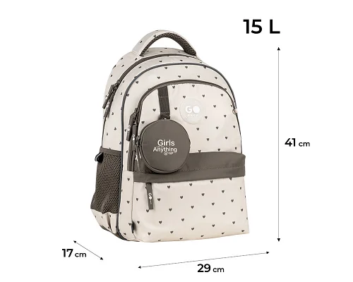 Рюкзак шкільний шкільний GoPack Education Beige Polka Dots спинка 41 см (GO26-182M-3)