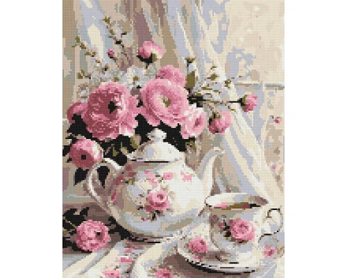 Алмазна мозаїка Ароматний чай і квіти 40x50 см Орігамі (OD3506)