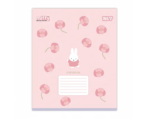 Тетрадь школьная Yes Miffy Flowers А5 12 листов косая линия (768710)