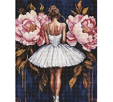 Алмазна мозаїка Балерина з рожевими півоніями art_selena_ua 40х50 Ідейка (AMO8346)