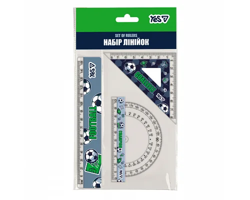 Набір лінійок Yes Football 3 предмети лінійка 15 см (370709)
