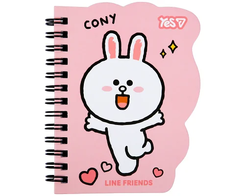 Блокнот Yes Line Friends Cony pink В7 60 аркушів клітинка (152218)