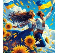 Алмазна мозаїка Під прапором України 20*20см Dreamtoys (S10296)