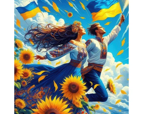 Алмазна мозаїка Під прапором України 20*20см Dreamtoys (S10296)
