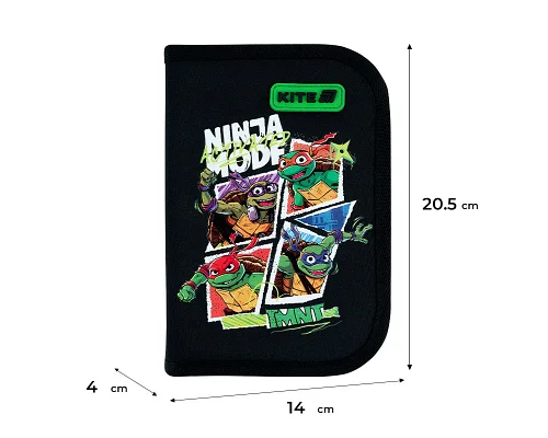 Пенал без наповнення Kite Ninja Turtles, 1 відділення, 2 відвороти (NT26-622)