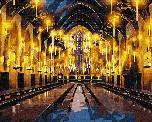 Картина за номерами Harry Potter: Велика зала з фарбами металік Warner Bros. 40х50 Ідейка (KHO5233)