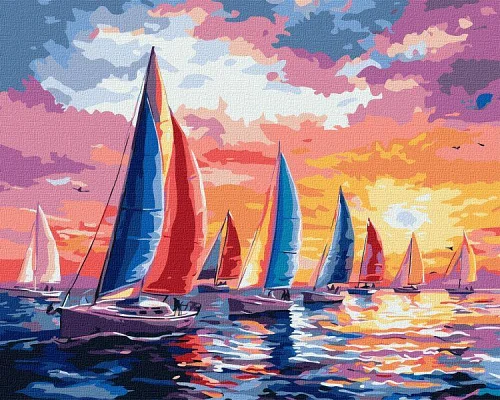 Картина за номерами Регата на заході сонця art_selena_ua 40х50 Ідейка (KHO6405)