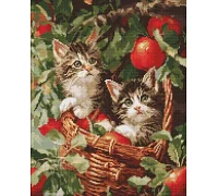 Алмазна мозаїка Коти у кошику art_selena_ua 40х50 Ідейка (AMO20277)