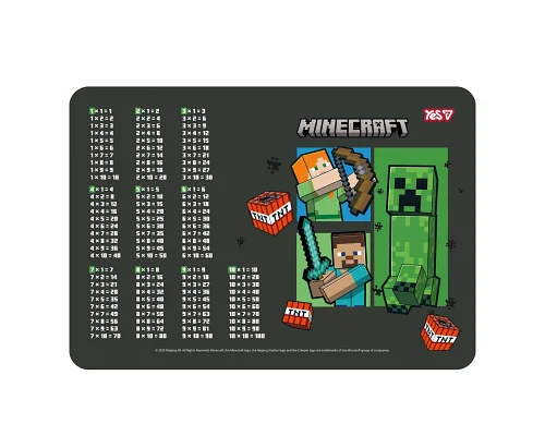 Подкладка для стола пластиковая Yes Minecraft с подсказками таблица умножения 42*29см (492362)