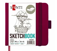 Скетчбук SANTI для графіки 12x12см 100 арк. тверда обкладинка PU 110г/м2 сливовий (743361)