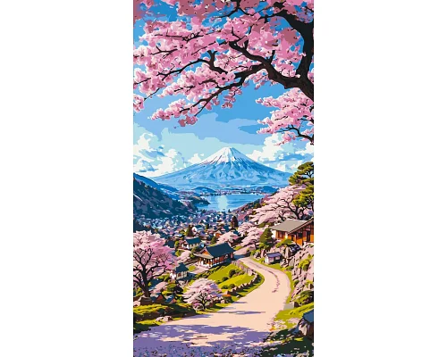 Картина за номерами Пейзаж Краса японської сакури 40x80 см Оригамі (LW5141)