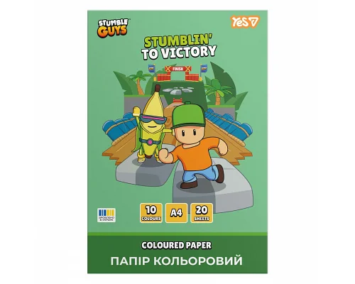 Папір кольоровий односторонній Yes Stumble Guys 20 аркушів А4 скоба (955497)