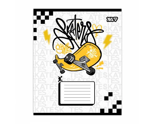 Зошит шкільний Yes Born to skate А5 12 аркушів коса лінія (768716)