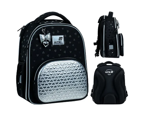 Рюкзак шкільний каркасний Kite Education Black&Silver спинка 38 см (K26-556M-2)