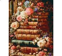 Картина за номерами Літературний сад Книги в квітах 40x50 см Орігамі (LW3173-01)