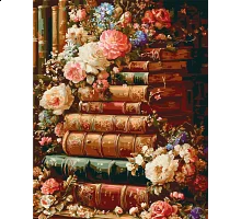 Картина за номерами Літературний сад Книги в квітах 40x50 см Орігамі (LW3173-01)