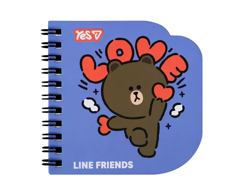 Блокнот фігурний Yes Line Friends Love 100x100 30 аркушів клітинка (152182)