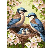 Картина за номерами Родина синиць у цвіті art_selena_ua 40х50 Ідейка (KHO6941)