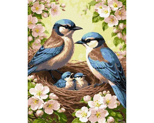 Картина за номерами Родина синиць у цвіті art_selena_ua 40х50 Ідейка (KHO6941)
