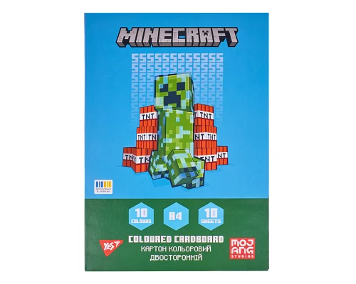 Картон цветной двусторонний Yes Minecraft 10 листов А4 папка (955456)