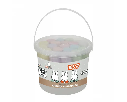 Крейда кольорова Yes Miffy JUMBO 12 шт у відрі (400566)