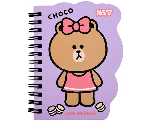 Блокнот Yes Line Friends Choco purple В7 60 аркушів клітинка (152217)