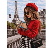 Картина за номерами Дівчина в Парижі art_selena_ua 40х50 Ідейка (KHO8763)
